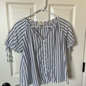 Universal Thread Navy and White Striped Blouse 100% cotton